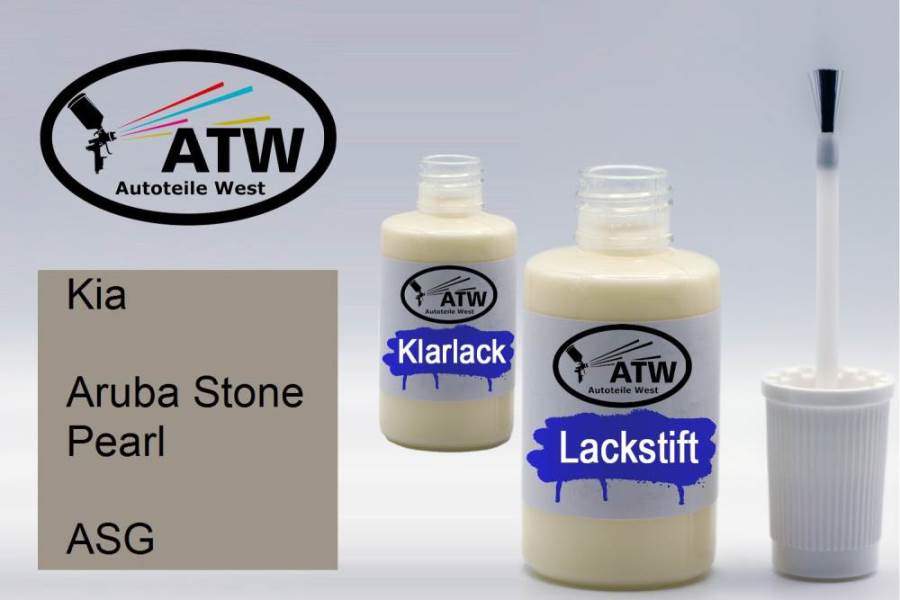 Kia, Aruba Stone Pearl, ASG: 20ml Lackstift + 20ml Klarlack - Set, von ATW Autoteile West.